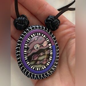 Preowned like new polymer clay pendant handmade